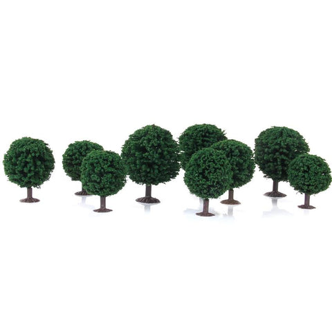 Nine Pieces Dark Green Scenery Landscape Model Cedar Trees With Pv Box