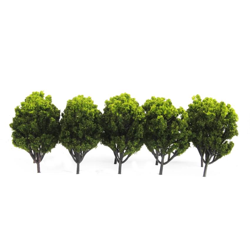 Plastic Model Trees for Railroad Scene 1:150 10pcs Light Green and Green