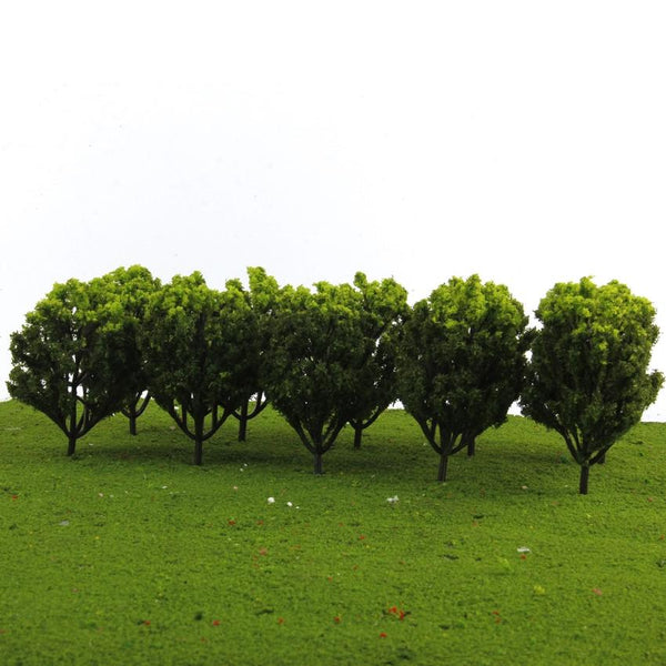 Plastic Model Trees for Railroad Scene 1:150 10pcs Light Green and Green
