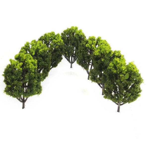 Plastic Model Trees for Railroad Scene 1:150 10pcs Light Green and Green