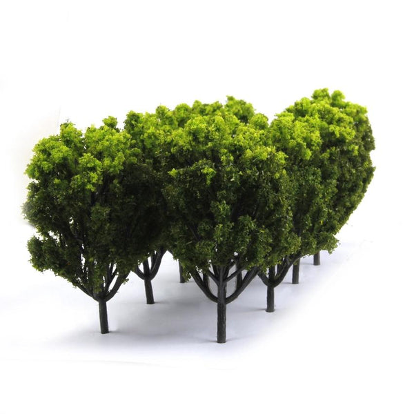 Plastic Model Trees for Railroad Scene 1:150 10pcs Light Green and Green