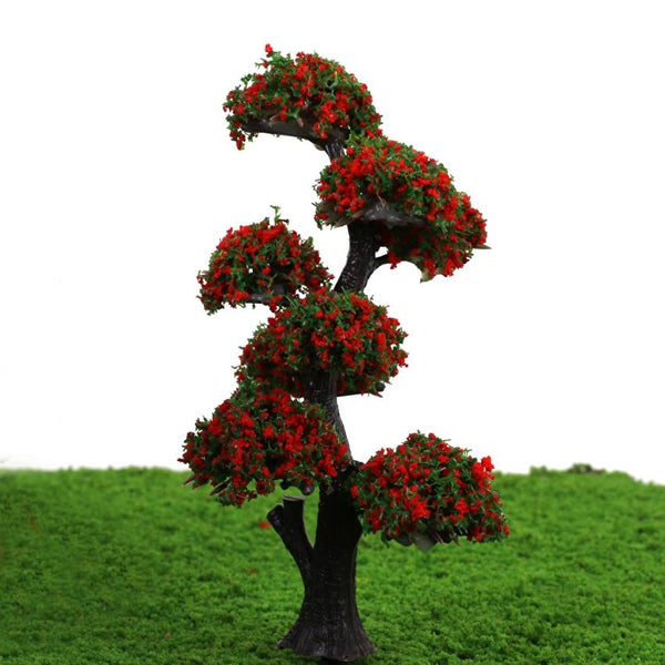 Plastic Model Trees with Red Flowers 1:75 and 1:100 10pcs