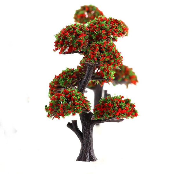 Plastic Model Trees with Red Flowers 1:75 and 1:100 10pcs
