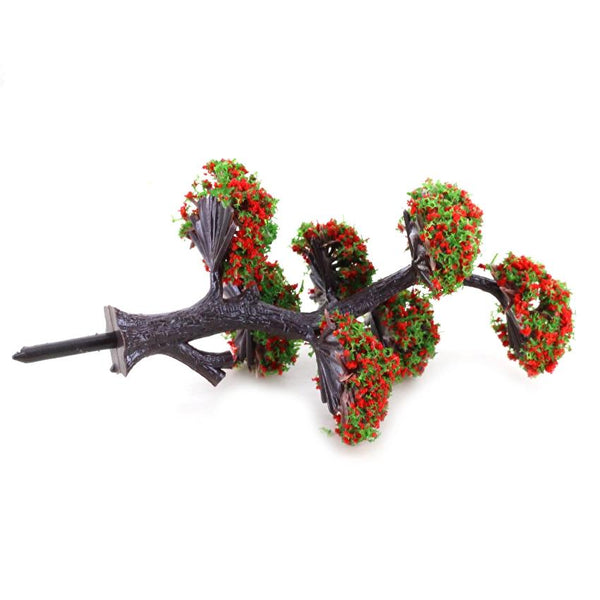 Plastic Model Trees with Red Flowers 1:75 and 1:100 10pcs