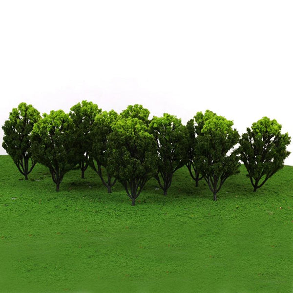 Plastic Model Trees for Railroad Scenery Green Set of 10