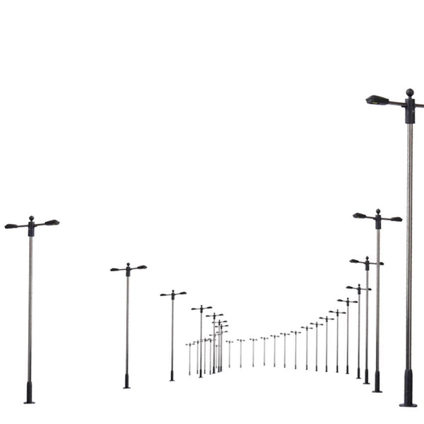 10 Pcs Model Street Lamp Lights Double Head For Model Train Layout Scenery