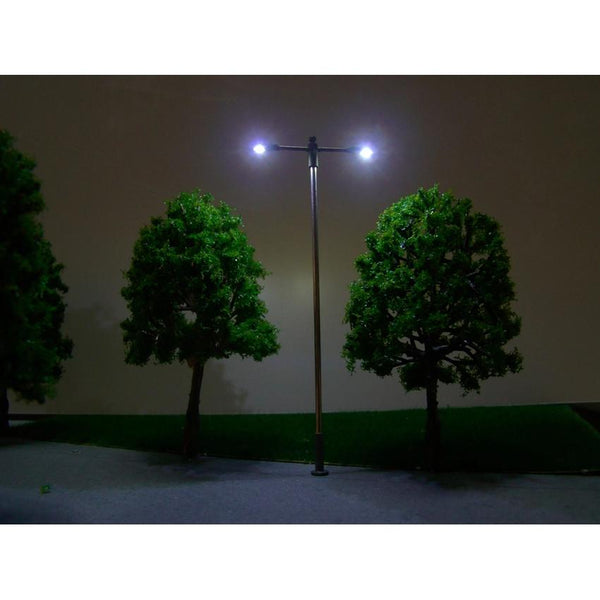10 Pcs Model Street Lamp Lights Double Head For Model Train Layout Scenery
