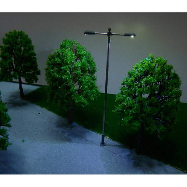 10 Pcs Model Street Lamp Lights Double Head For Model Train Layout Scenery