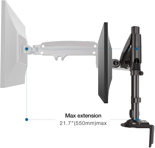 Adjustable Gas Spring Strut Dual 360 Degree Flexi Monitor Stand Clamp Mount Arm