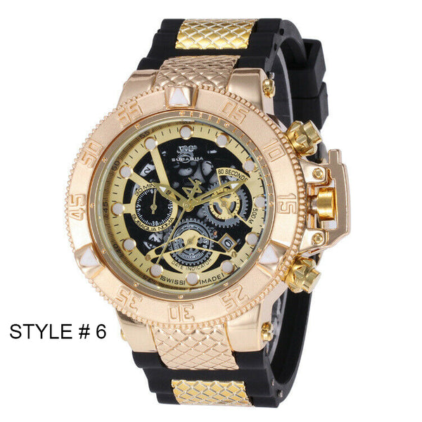 Fashion Men Business Watches Quartz Watch 6 Dial Date indicator Strap Wristwatch