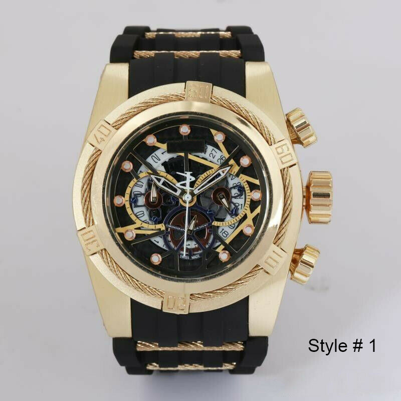 Men Mechanical Analogue Analog Watch 4 Dials Dial Rubber Strap Sports Wristwatch