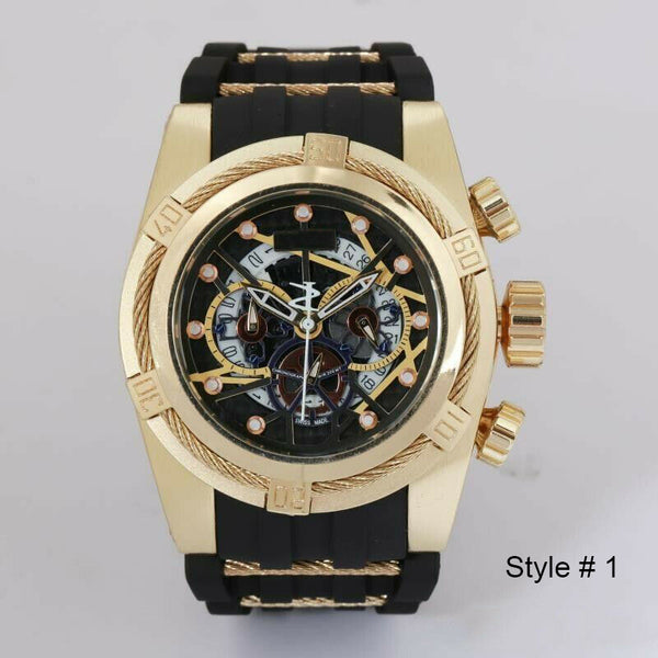 Men Mechanical Analogue Analog Watch 4 Dials Dial Rubber Strap Sports Wristwatch