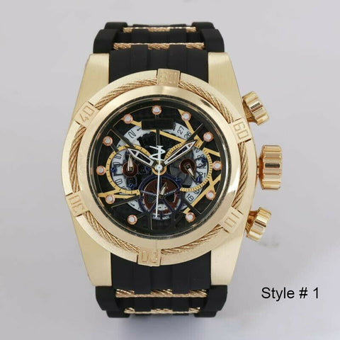 Men Mechanical Analogue Analog Watch 4 Dials Dial Rubber Strap Sports Wristwatch