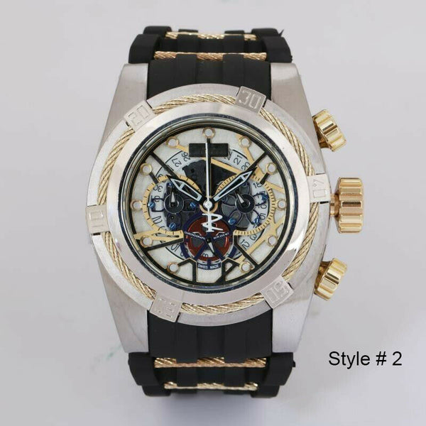 Men Mechanical Analogue Analog Watch 4 Dials Dial Rubber Strap Sports Wristwatch