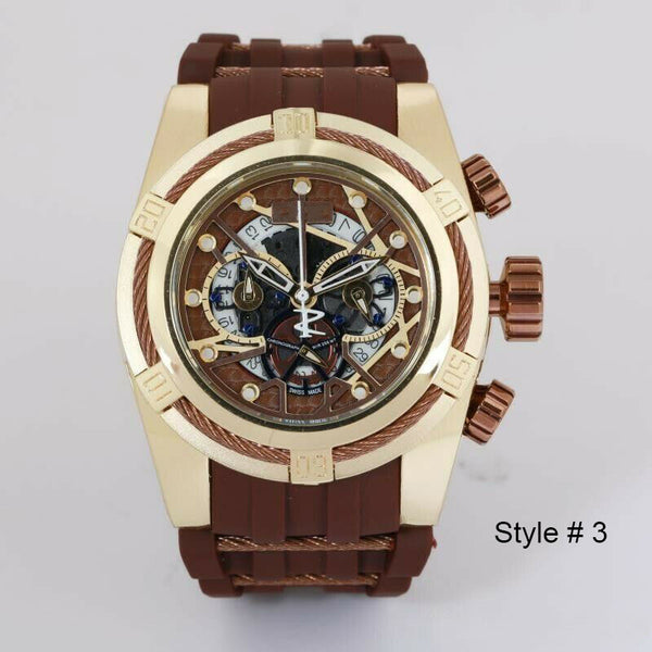 Men Mechanical Analogue Analog Watch 4 Dials Dial Rubber Strap Sports Wristwatch