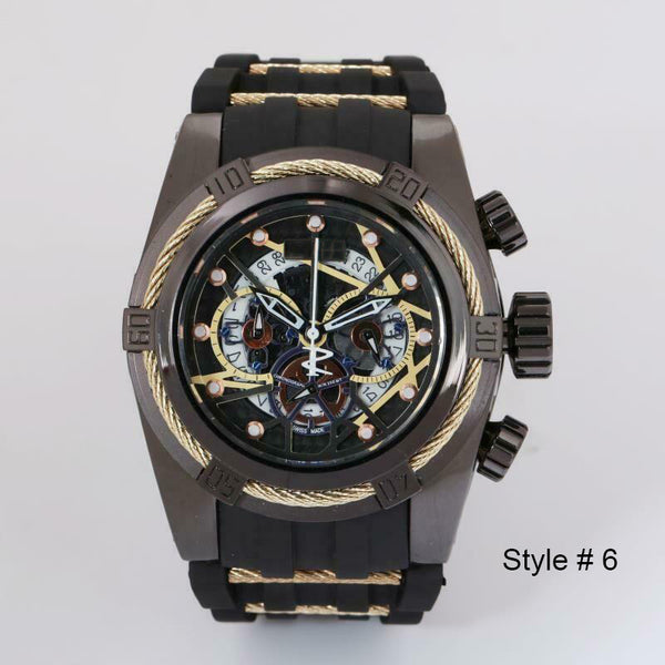 Men Mechanical Analogue Analog Watch 4 Dials Dial Rubber Strap Sports Wristwatch