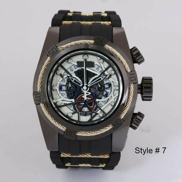 Men Mechanical Analogue Analog Watch 4 Dials Dial Rubber Strap Sports Wristwatch