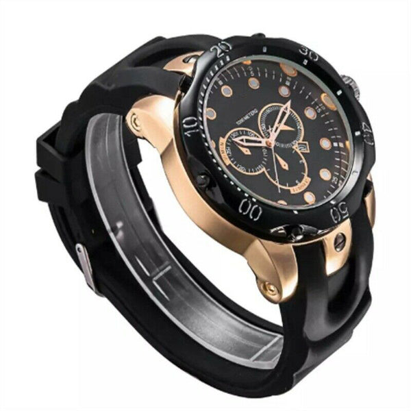 Men Quartz Watch Rubber Strap High Quality Chronograph Sport Watches Wristwatch