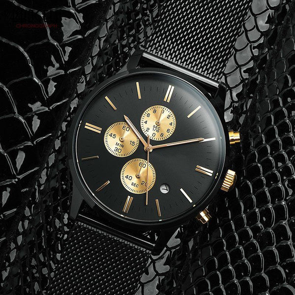 Smart High Class Chronograph Stainless Steel Mesh Strap Military Sport Quartz