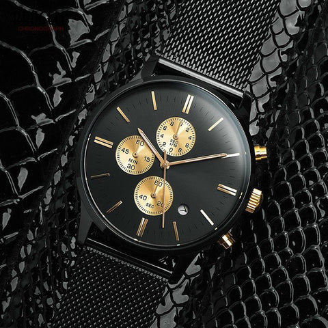 Smart High Class Chronograph Stainless Steel Mesh Strap Military Sport Quartz