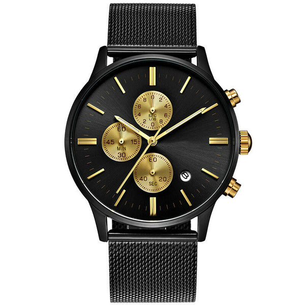 Smart High Class Chronograph Stainless Steel Mesh Strap Military Sport Quartz