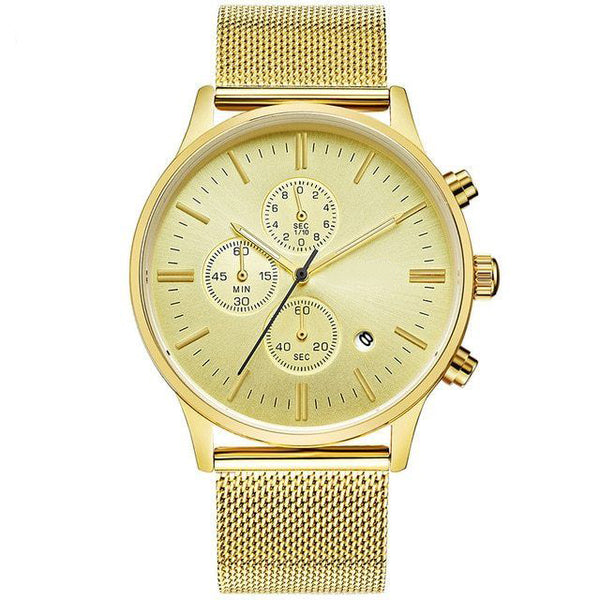 Smart High Class Chronograph Stainless Steel Mesh Strap Military Sport Quartz