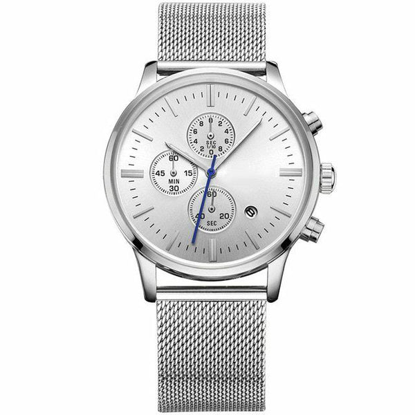 Smart High Class Chronograph Stainless Steel Mesh Strap Military Sport Quartz