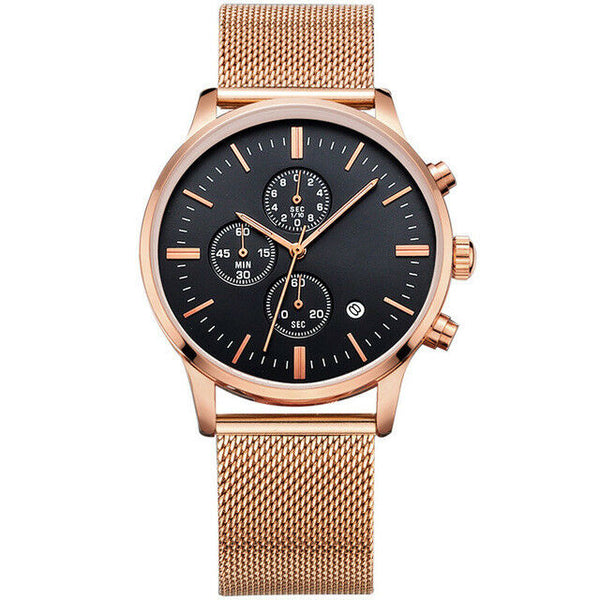 Smart High Class Chronograph Stainless Steel Mesh Strap Military Sport Quartz