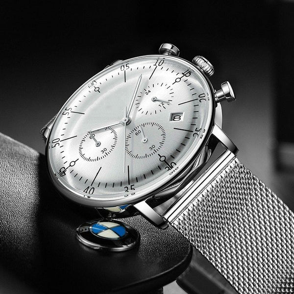 Good Great Look Watches Slim Men Luxury Blue Stainless Steel Watch Water Resist