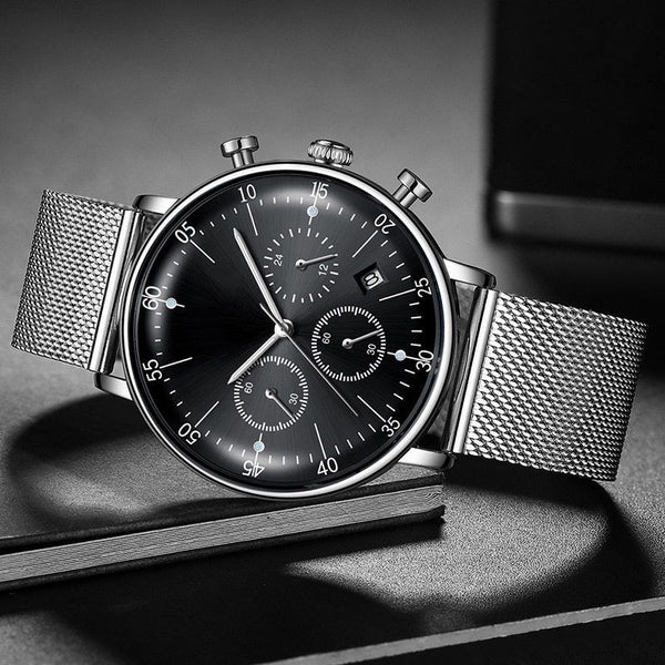 Good Great Look Watches Slim Men Luxury Blue Stainless Steel Watch Water Resist