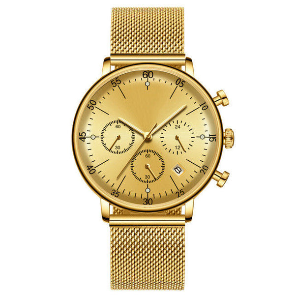 Good Great Look Watches Slim Men Luxury Blue Stainless Steel Watch Water Resist