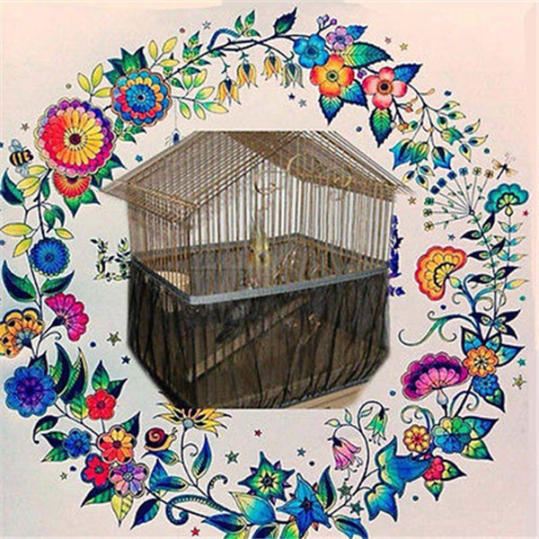 Nylon Mesh Pet Bird Birds Cage Seed Catcher Guard Cover Shell Skirt Decoration