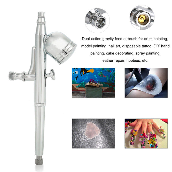 0.2 mm Dual Action Gravity Feed Airbrush Spray Gun Paint Tattoo Art DIY Tool Kit