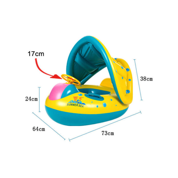 Baby Safety Swim Ring Inflatable Toddler Float Swimming Pool Water Seat Canopy