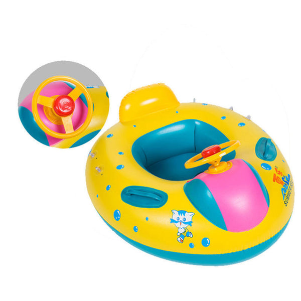 Baby Safety Swim Ring Inflatable Toddler Float Swimming Pool Water Seat Canopy