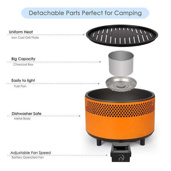 Portable Grill BBQ Stove Charcoal Smokeless Outdoor Camping Barbecue Oven Smoker