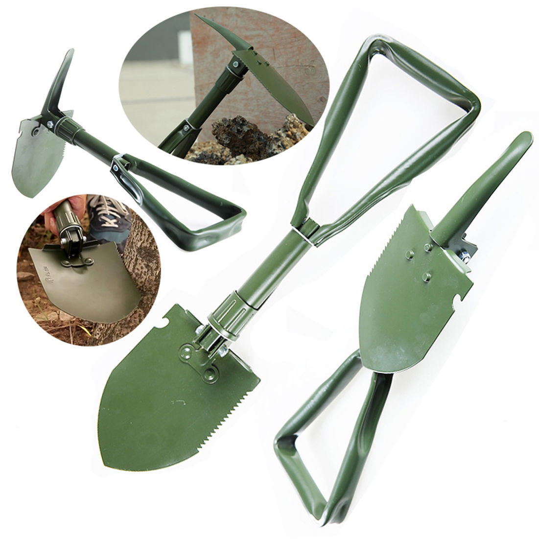 Military Foldable Camping Shovel Tool Steel Spade Garden Survival Emergency Tool