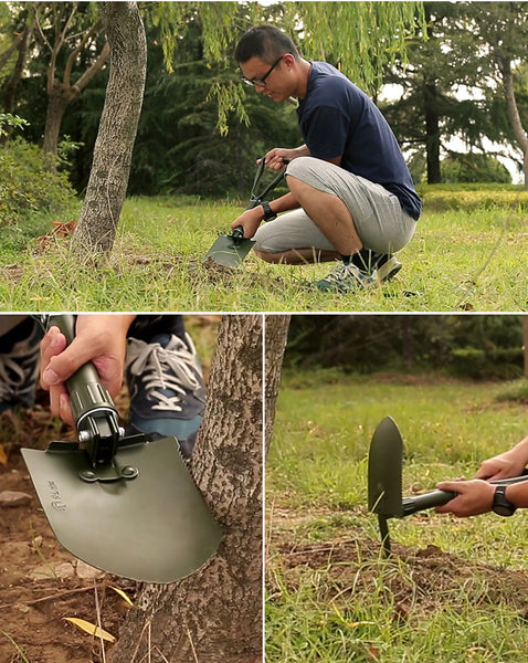 Military Foldable Camping Shovel Tool Steel Spade Garden Survival Emergency Tool