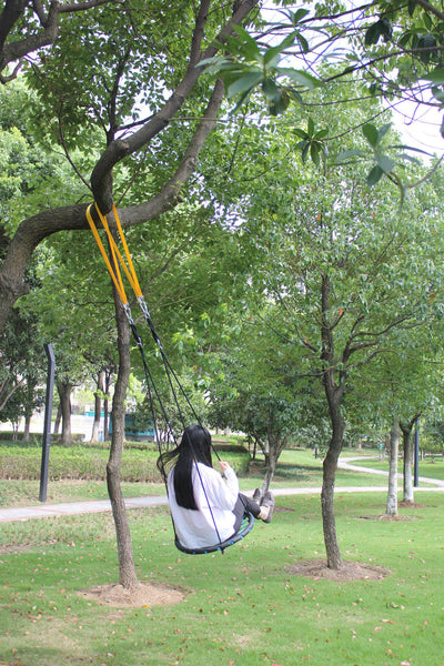 60 CM Kids Outdoor Round Hanging Rope Net Tree Swing Chair Children Patio Garden