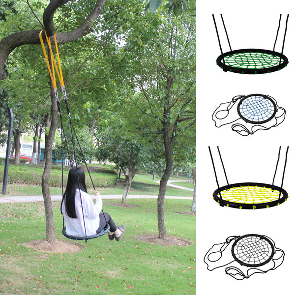 60 CM Kids Outdoor Round Hanging Rope Net Tree Swing Chair Children Patio Garden