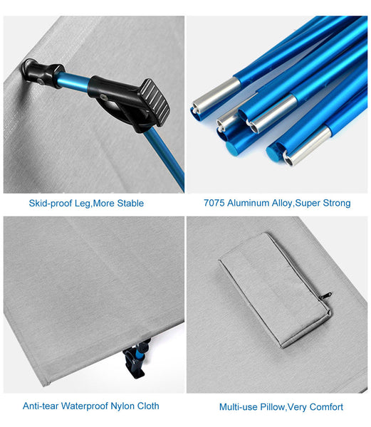 Ultralight Aluminium Alloy Camping Bed Beach Travel Folding Portable Cot Camp