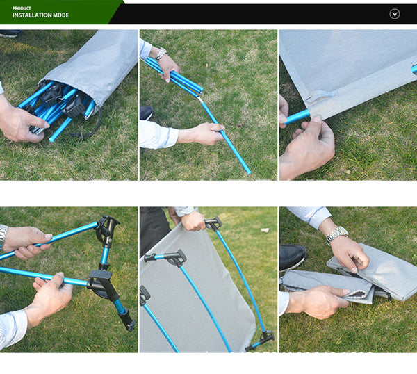 Ultralight Aluminium Alloy Camping Bed Beach Travel Folding Portable Cot Camp