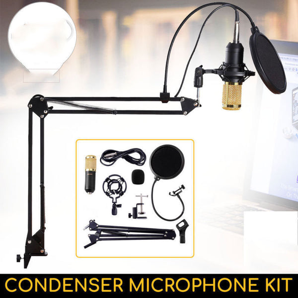 Studio Recording Condenser Microphone with Mic Suspension Arm Stand Shock Mount