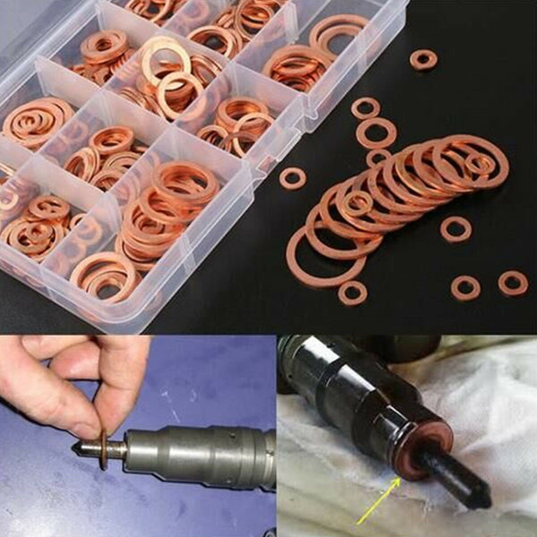 300pcs 12 Sizes Assorted Crush Copper Washer Sump Plug Sealing Ring Bolt Tap Box