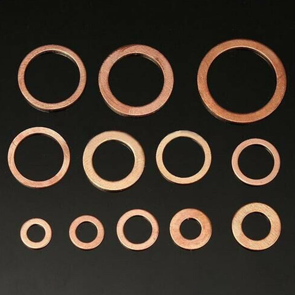 300pcs 12 Sizes Assorted Crush Copper Washer Sump Plug Sealing Ring Bolt Tap Box