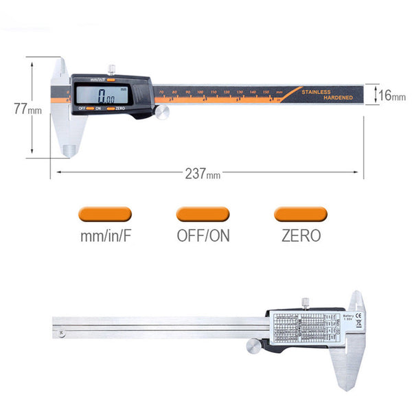 Stainless Steel Digital Ruler Vernier LCD Caliper Gauge Micrometer Measure Tools