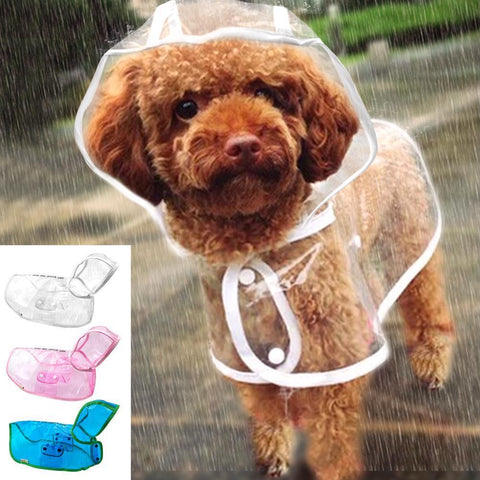 Dog Pet Cat Raincoat Lightweight Clothes Rain Raining Jacket Poncho Transparent