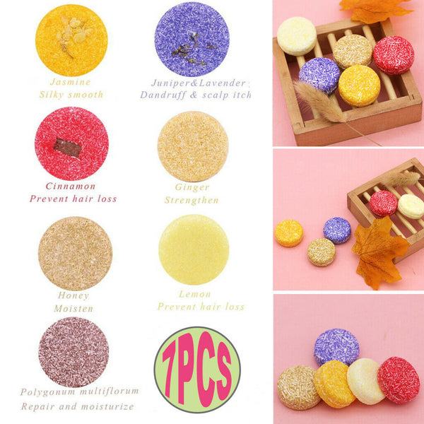 7 Mixed Types Natural DIY Handmade Shampoo Soap Bar Keep Hair Nourishing Growth