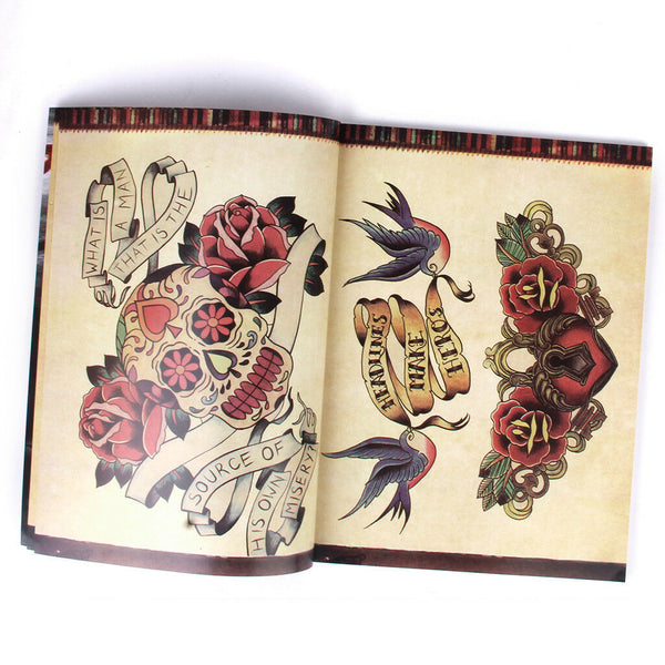 Popular Skull Rose Animal Flower Art Design Tattoo Flash Outline Sketch Book