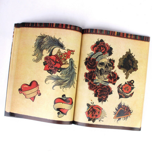 Popular Skull Rose Animal Flower Art Design Tattoo Flash Outline Sketch Book